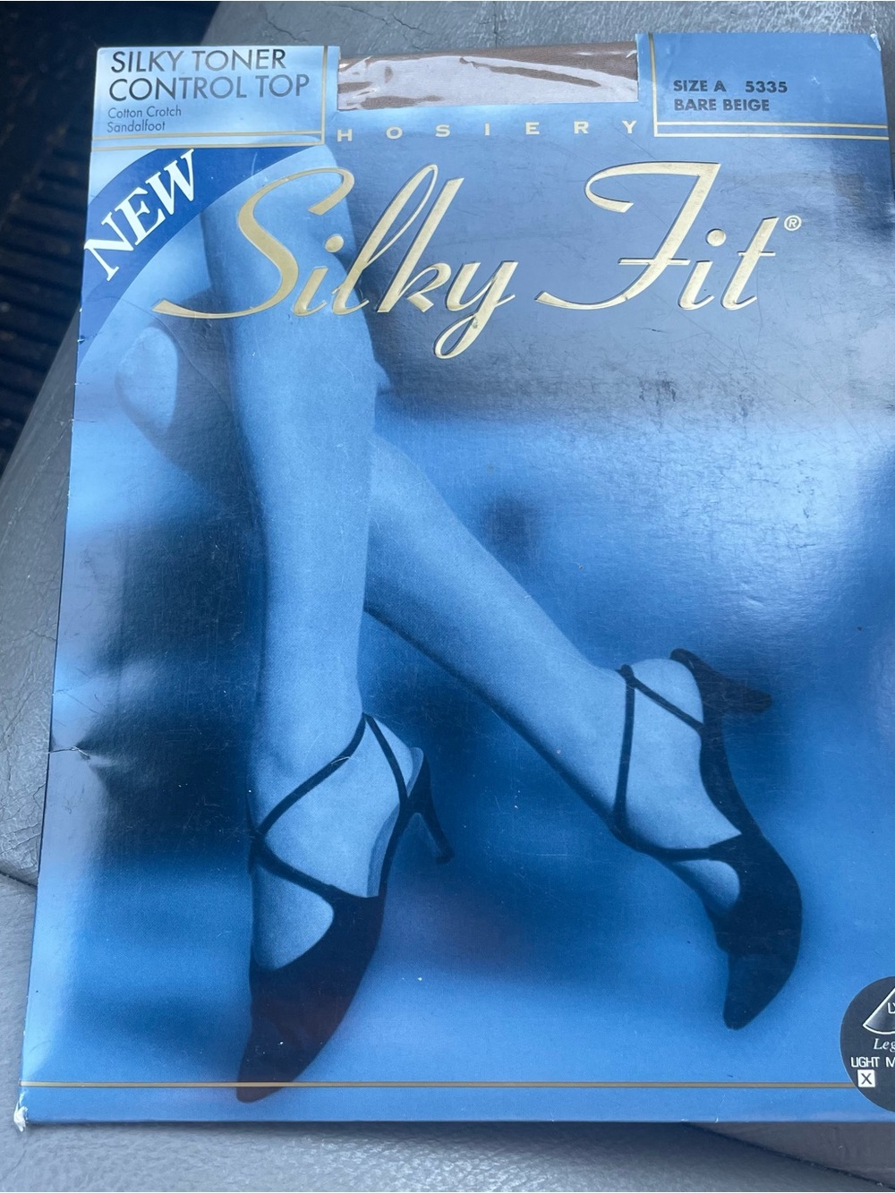 Sheer Hosiery Tights in Bare Beige silky toner control top small